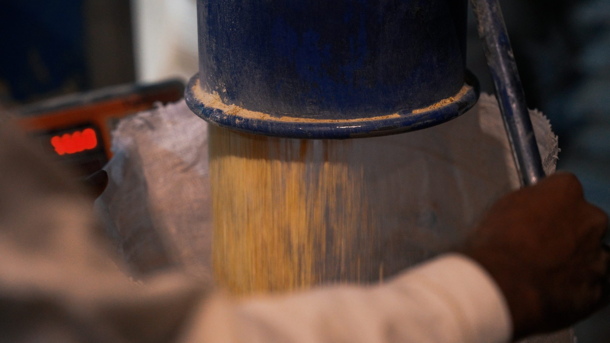 Feed being mixed at the facility