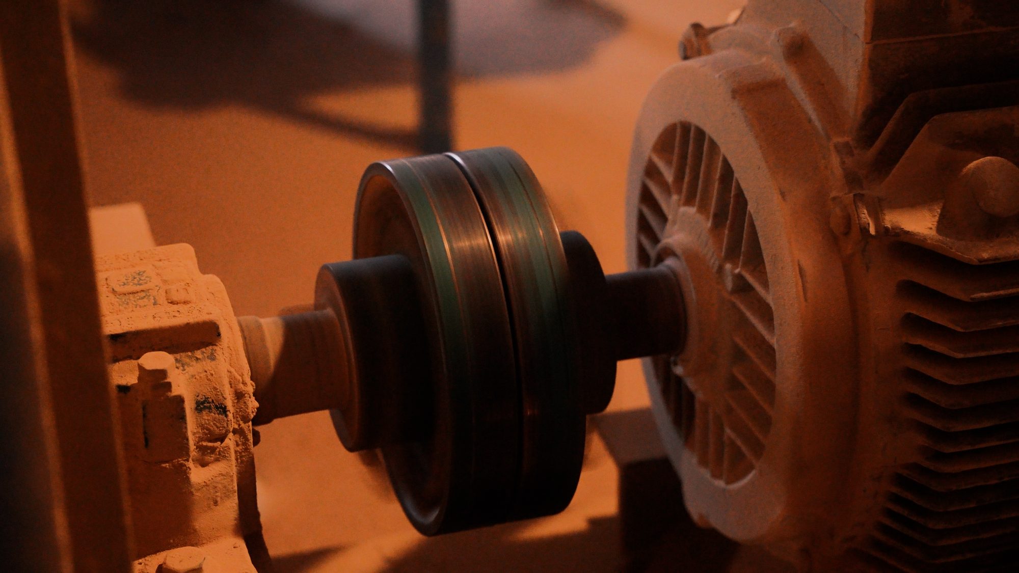 Close-up of automated farm equipment machinery
